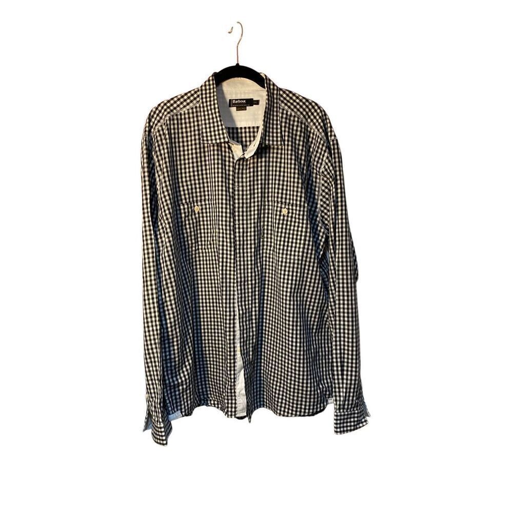 Barbour men’s, classic checkered, black and white long sleeve shirt S/2 XL